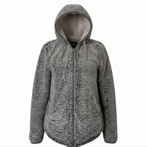 Cozy Black and White Sherpa Hoodie Size Medium